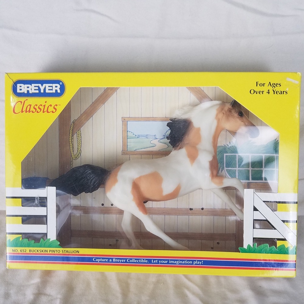 Breyer Classics Buckskin Pinto Stallion 652 1:12 Scale Tan White EX Horse Model